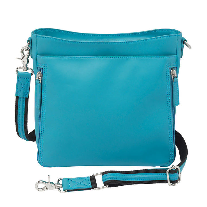 Teal concealed carry crossbody purse for women – slim USA cowhide leather handbag by GTM, model GTM-98