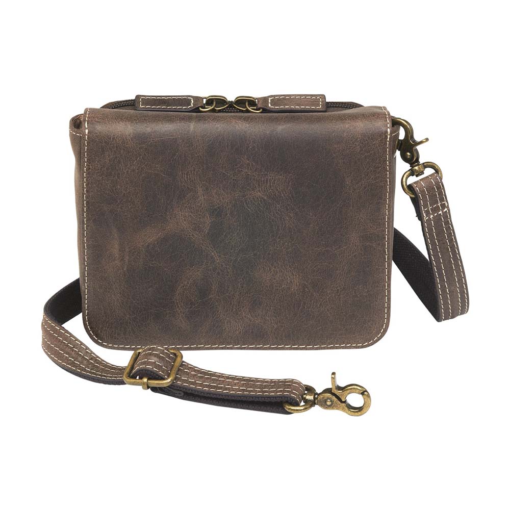 Classic brown leather crossbody organizer concealed carry purse with secure zippered gun compartment, compact size, and durable construction for reliable and discreet carry.