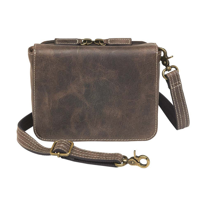 Classic brown leather crossbody organizer concealed carry purse with secure zippered gun compartment, compact size, and durable construction for reliable and discreet carry.