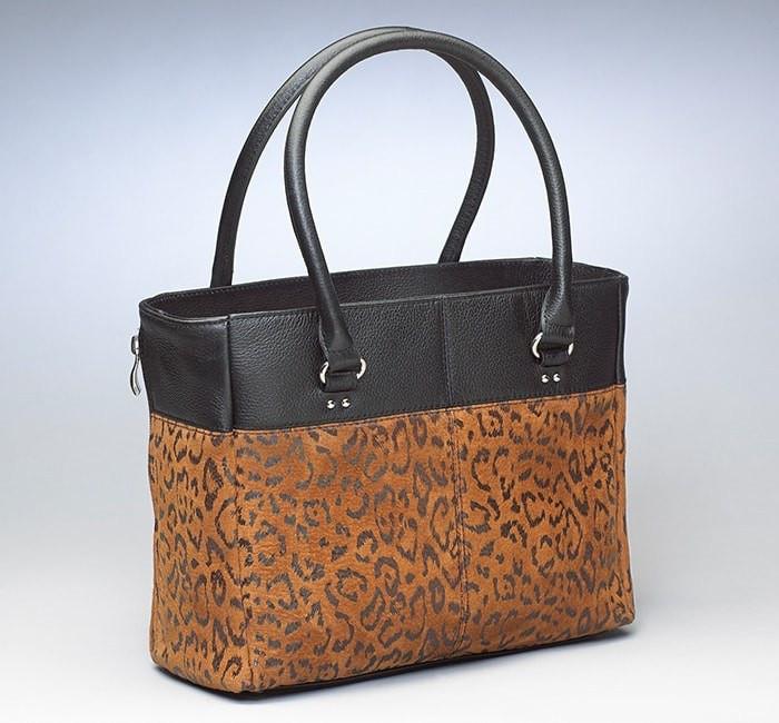 GTM-63 Traditional Open Top Tote Debossed Sueded Leather - Concealed Carry Handbags - CCW Purses - GunTotenMamas