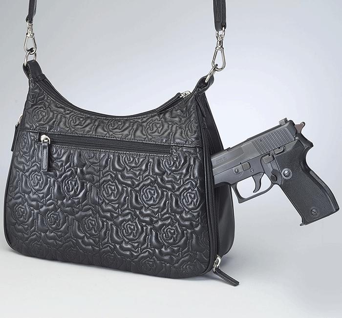 GTM-71 Embroidered Lambskin Basic Hobo - Concealed Carry Handbags - CCW Purses - GunTotenMamas