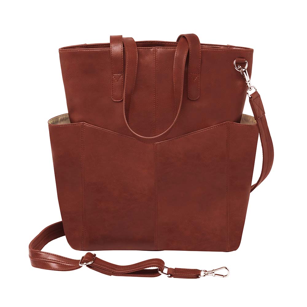 Bold red concealed carry purse – oversized leather tote with crossbody holster for fashion-forward women who carry; perfect for travel, work, or everyday protection.