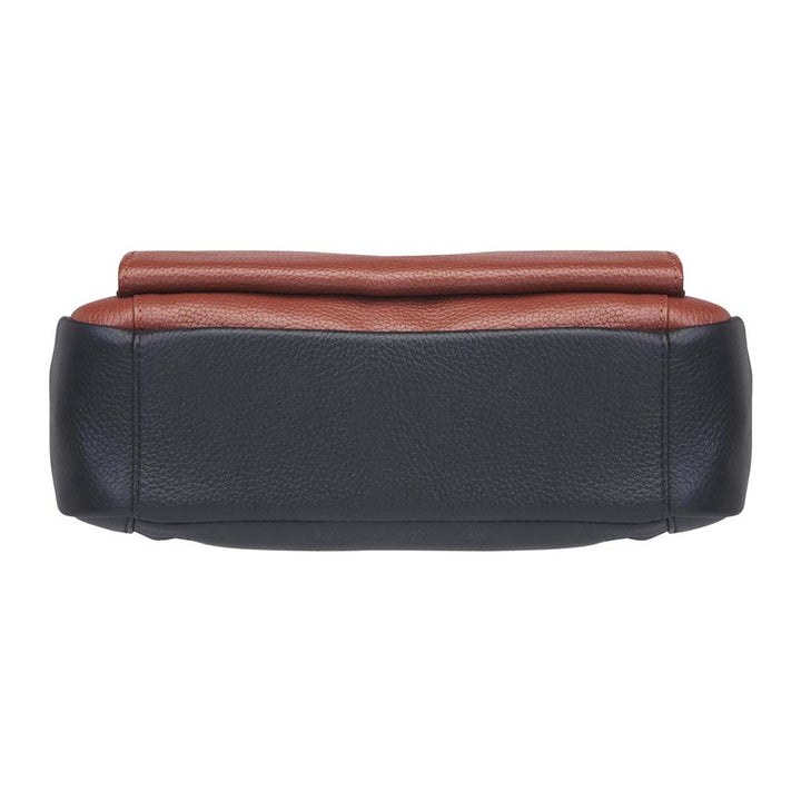 Cinnamon brown concealed carry crossbody purse with wallet organizer – slim leather gun bag for women with RFID protection, rare earth magnetic closure, slash-resistant strap, and ambidextrous draw. Fits compact firearms like Glock 26, Sig P365, and M&P Shield.