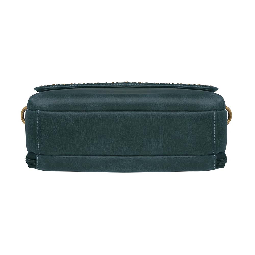 Step up your carry game with this vintage-inspired clutch in rich distressed blue full-grain buffalo leather. The more you rock it, the softer and more unique it becomes thanks to the natural aging process and oils infused during tanning. Designed for both left and right-hand carry, it features special padding to prevent imprinting, plus a slash-resistant shoulder strap reinforced with 11-ply steel wire for maximum security.