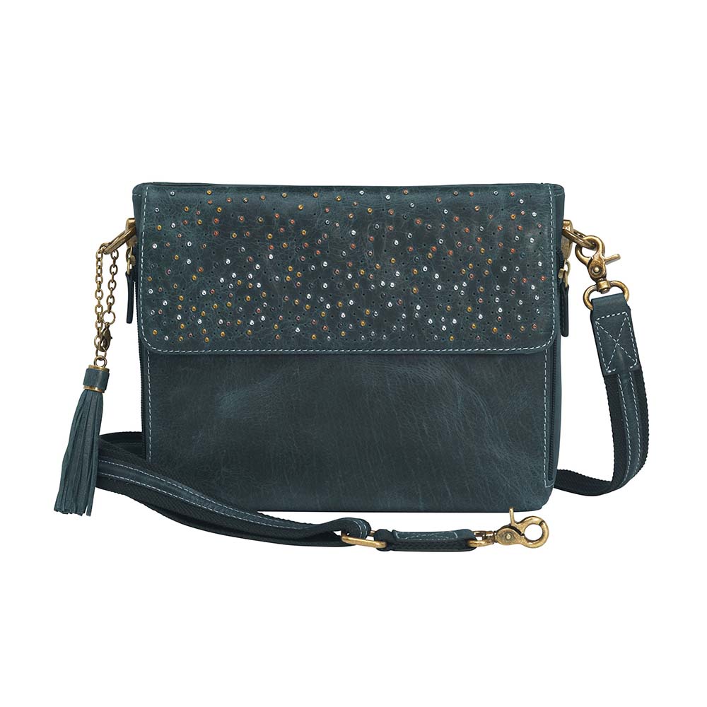Step up your carry game with this vintage-inspired clutch in rich distressed blue full-grain buffalo leather. The more you rock it, the softer and more unique it becomes thanks to the natural aging process and oils infused during tanning. Designed for both left and right-hand carry, it features special padding to prevent imprinting, plus a slash-resistant shoulder strap reinforced with 11-ply steel wire for maximum security.