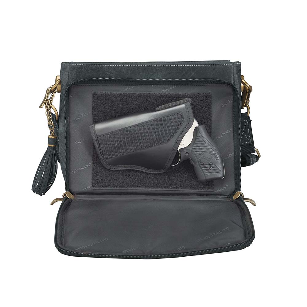 Sleek, stealthy, and practical — this distressed gray leather clutch blends vintage style with tactical function. Made from full-grain buffalo leather, it grows softer and more personal with every use. Equipped for right or left-handed carry, featuring protective padding and a slash-proof shoulder strap reinforced with steel wire.