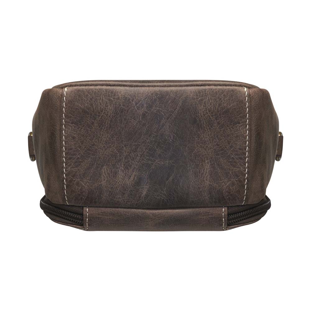 Distressed leather concealed carry satchel with crossbody strap – GTM/CZY-80. Vintage tanned full grain buffalo leather with dual compartments, flap closure with rivet accents, RFID protection, and slash-resistant shoulder strap. Designed for discreet firearm access, left or right hand draw. Ideal EDC purse for women.