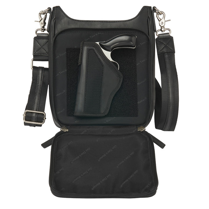 Stylish concealed carry purse with secure, easy-access gun compartment and RFID protection. Features high-quality leather, durable, slash-resistant straps, and adjustable holster for left or right-hand draw. Practical and fashionable with ample storage for essentials
