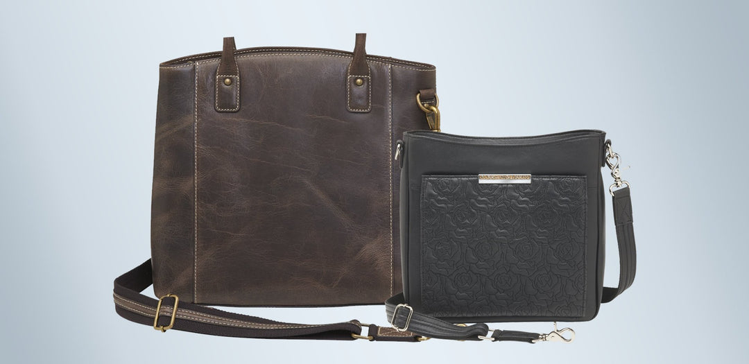 Two concealed carry leather handbags 