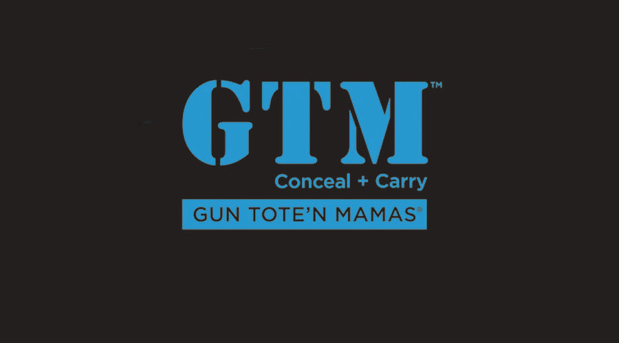 Gun Tote’n Mamas logo with blue banner and “Conceal & Carry” text on a black background.