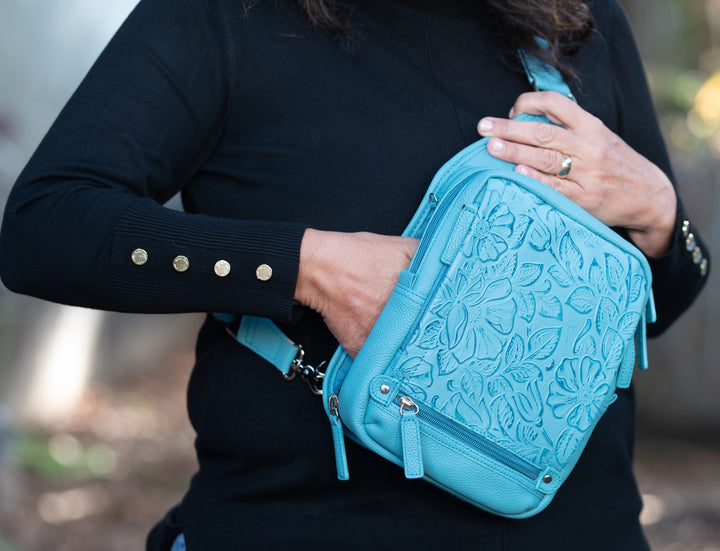 Concealed Carry Small Sling Crossbody Distressed Buffalo GTM-110/TBLUE