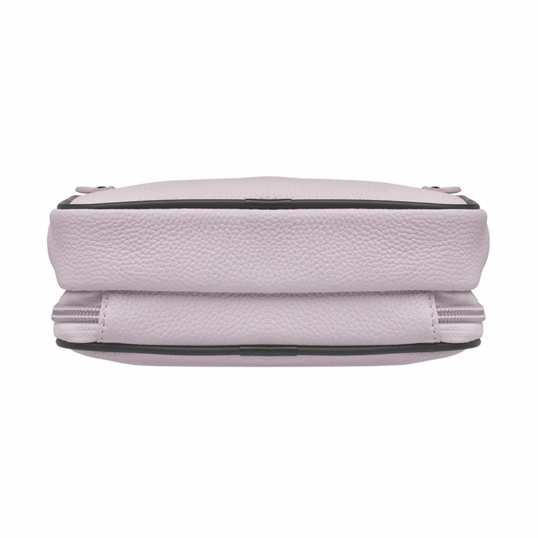 Lavender concealed carry sling waist pack made from soft pebbled American cowhide, with RFID zip pocket, crossbody or waist wear options, and discreet 3-sided access gun compartment with MINI holster compatibility.
