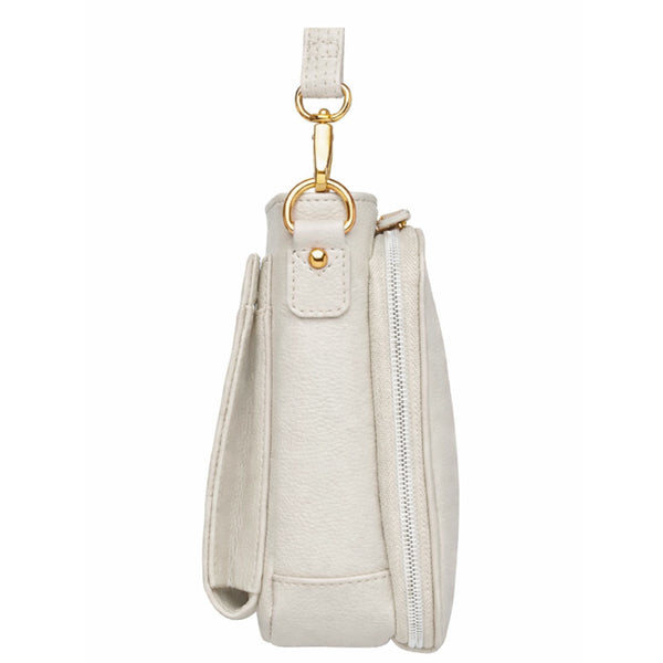GTMoriginals Mini Slim Crossbody Concealed Carry Purse in sustainable cowhide, shown from side view with sleek design.
