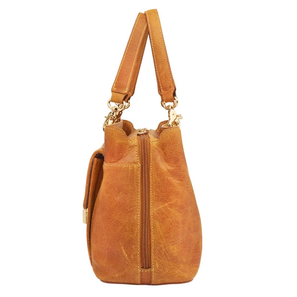 Avenue Large Satchel Concealed Carry Bag GTM-32/PBBONE Carmel purse side angle