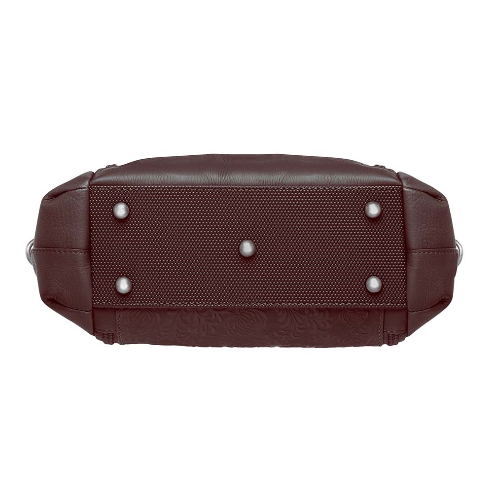 GTMoriginals BOHO shoulder tote purse in brown cowhide with concealed carry design, featuring a spacious interior and stylish boho look.