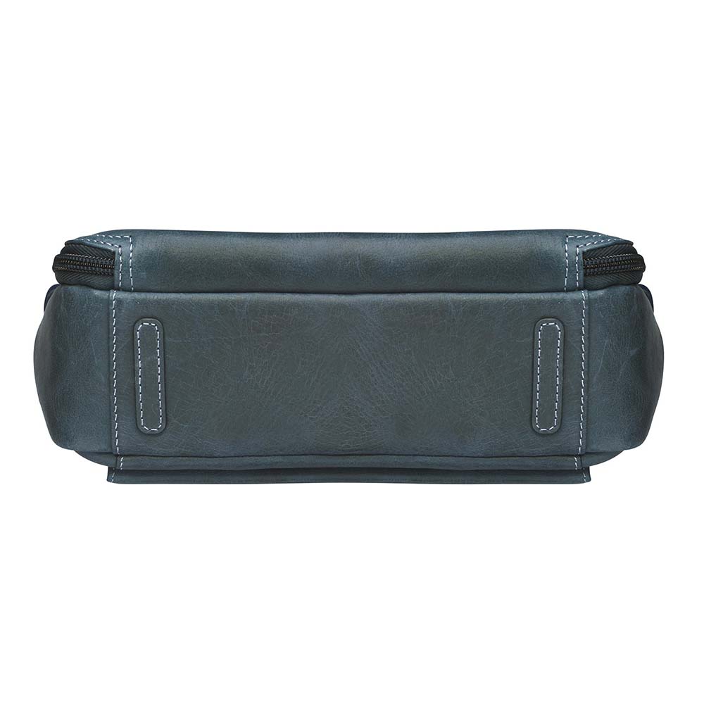 Gun Tote'N Mamas Slim Crossbody Concealed Carry Purse in distressed buffalo leather, shoulder bag with concealed carry compartment.