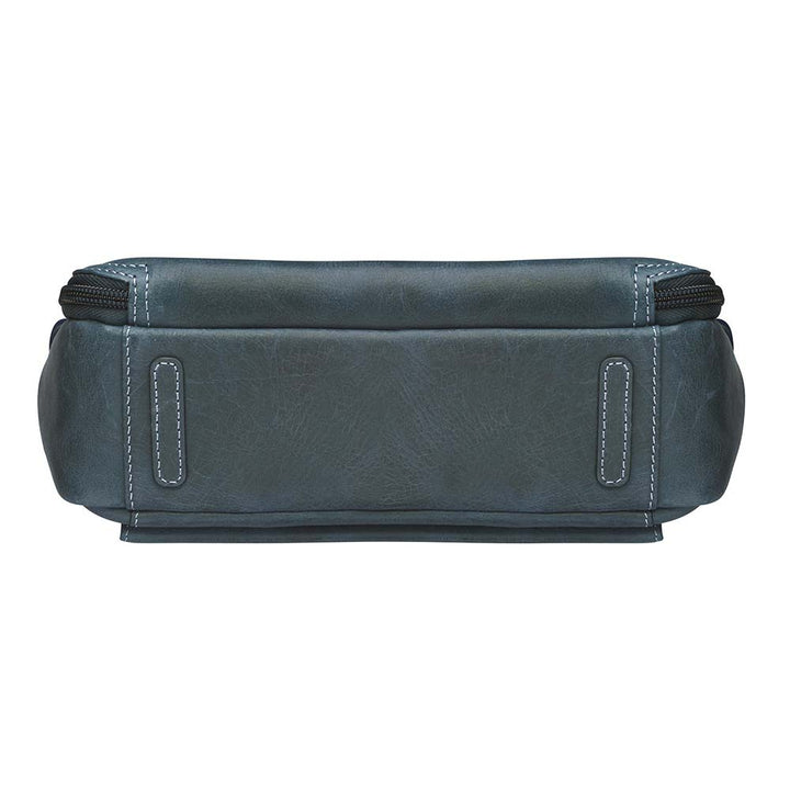Gun Tote'N Mamas Slim Crossbody Concealed Carry Purse in distressed buffalo leather, shoulder bag with concealed carry compartment.