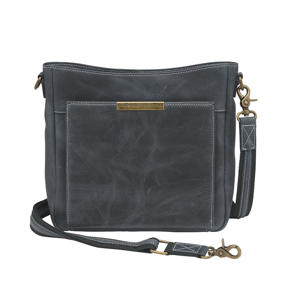 Grey Gun Tote'N Mamas Slim Crossbody Concealed Carry Purse, distressed buffalo leather shoulder bag with concealed carry compartment.