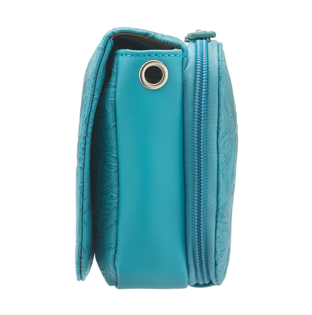 GTMoriginals Crossbody Organizer Concealed Carry Purse in USA cowhide, showing the shoulder bag with multiple compartments.