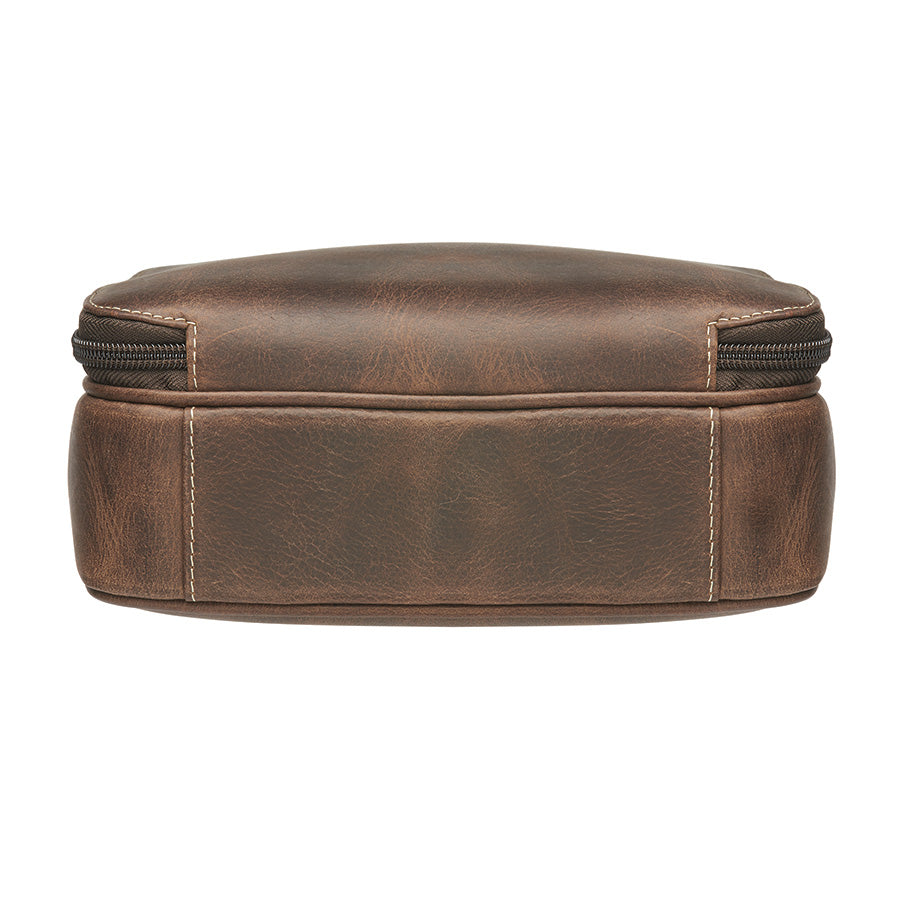 GTM Originals Crossbody Mail Pouch Concealed Carry Bag in buffalo leather featuring a compact design and multiple pockets.
