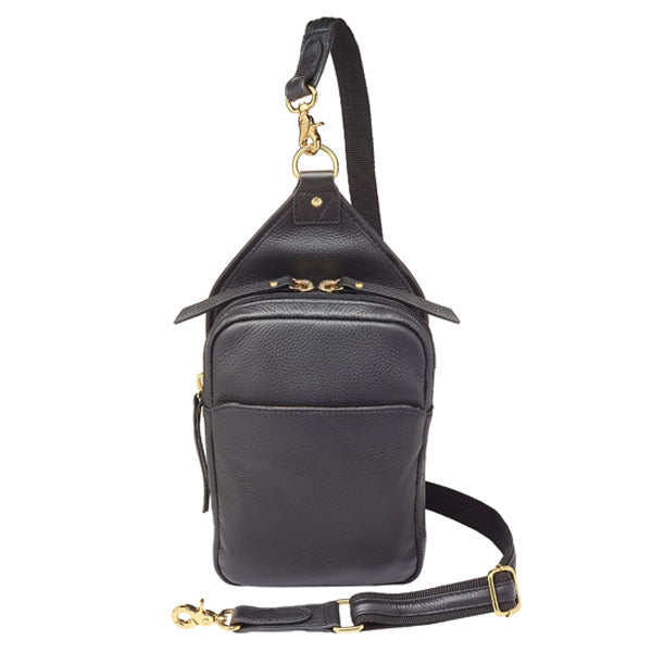 Compact Concealed Carry Sling Crossbody Leather USA Cowhide GTM-106/PBBLACK