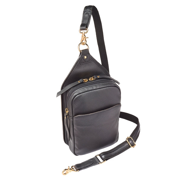 Compact Concealed Carry Sling Crossbody Leather USA Cowhide GTM-106/PBBLACK