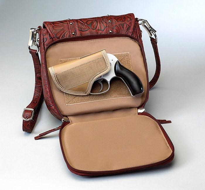 GTM-16 Simple Bling Tooled Leather - 3 Colors - Concealed Carry Handbags - CCW Purses - GunTotenMamas