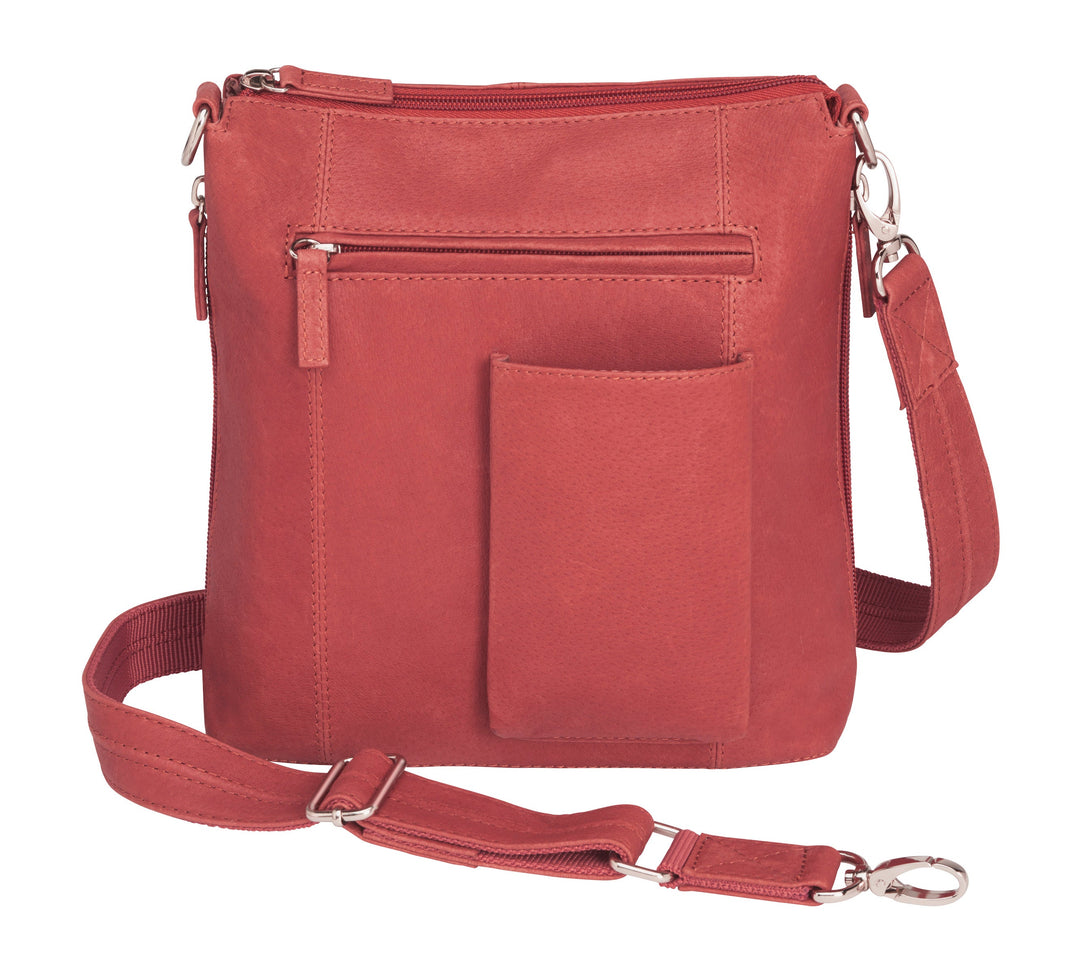 Kim, Small ostrich leather handbag - red