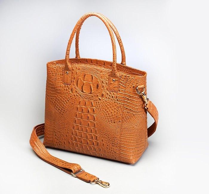 GTM-53 Town Tote 3-D American Debossed Croco Pattern Cowhide - Concealed Carry Handbags - CCW Purses - GunTotenMamas