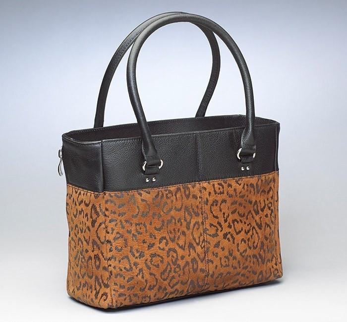 GTM-63 Traditional Open Top Tote Debossed Sueded Leather - Concealed Carry Handbags - CCW Purses - GunTotenMamas