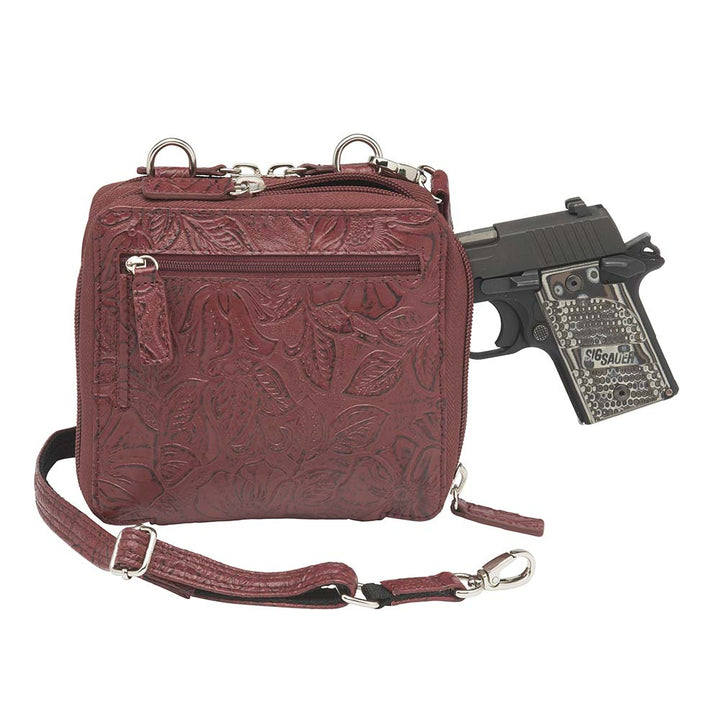 Crossbody Holster Wallet, Debossed USA Cowhide