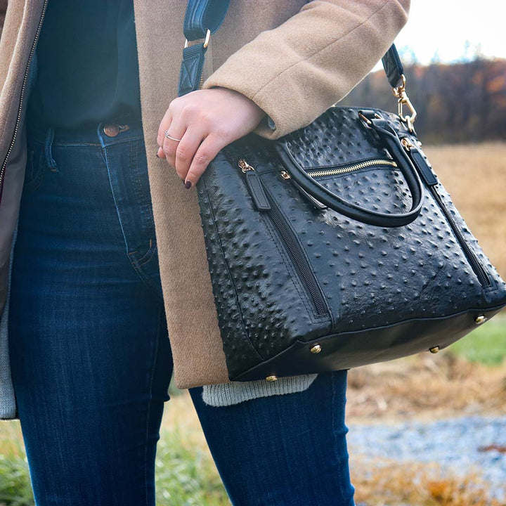 Town Tote, Debossed USA Cowhide