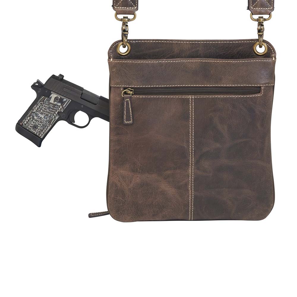 GTM Distressed Leather Slim X-Body RFID Purse