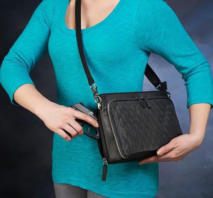 GTM/QMF-22 Quilted Shoulder Clutch - Concealed Carry Handbags - CCW Purses - GunTotenMamas